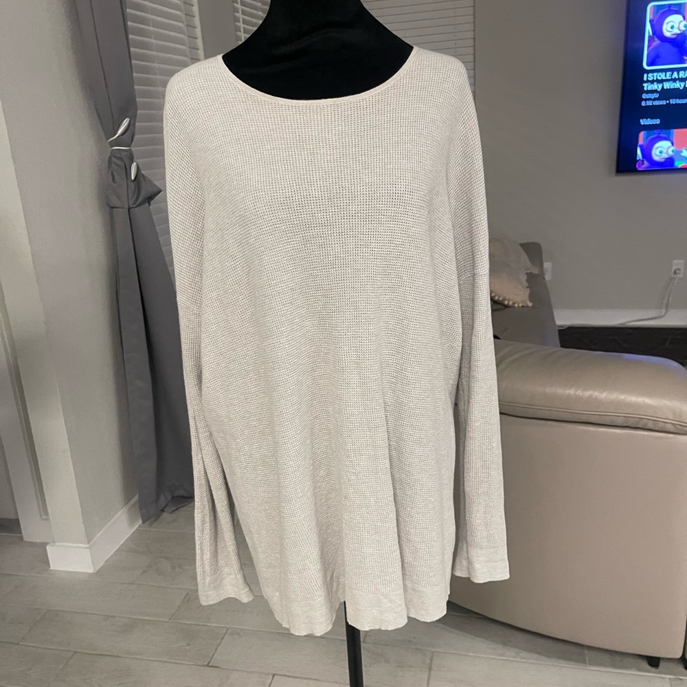 Eileen Fisher long sleeve oversized top organic cotton nylon and silk M